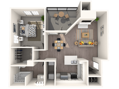 a floor plan of a 1 bedroom apartment